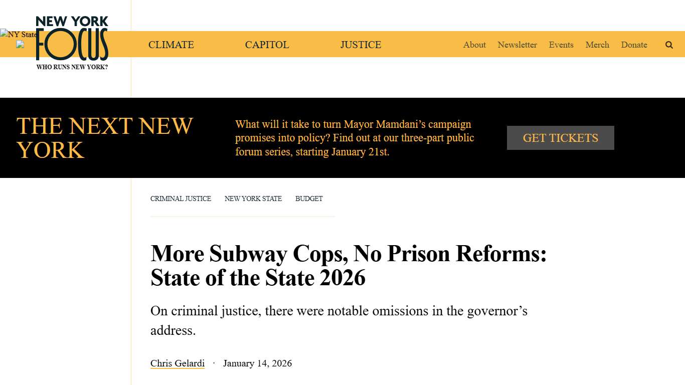 More Subway Cops, No Prison Reforms: State of the… | New York Focus